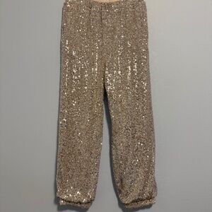 Art Class Girls Sequin Jogger Pull-On Relaxed Pants Silver‎ Size XL(14-16)